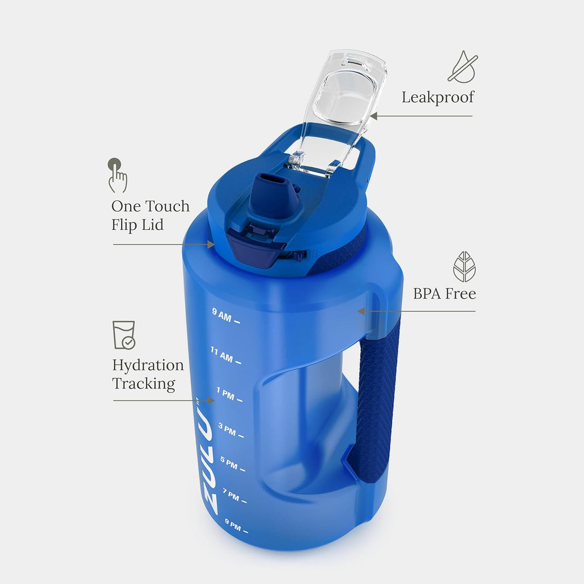 Goals 64oz BPA-Free Plastic Water Bottle with Time Markers, Violet