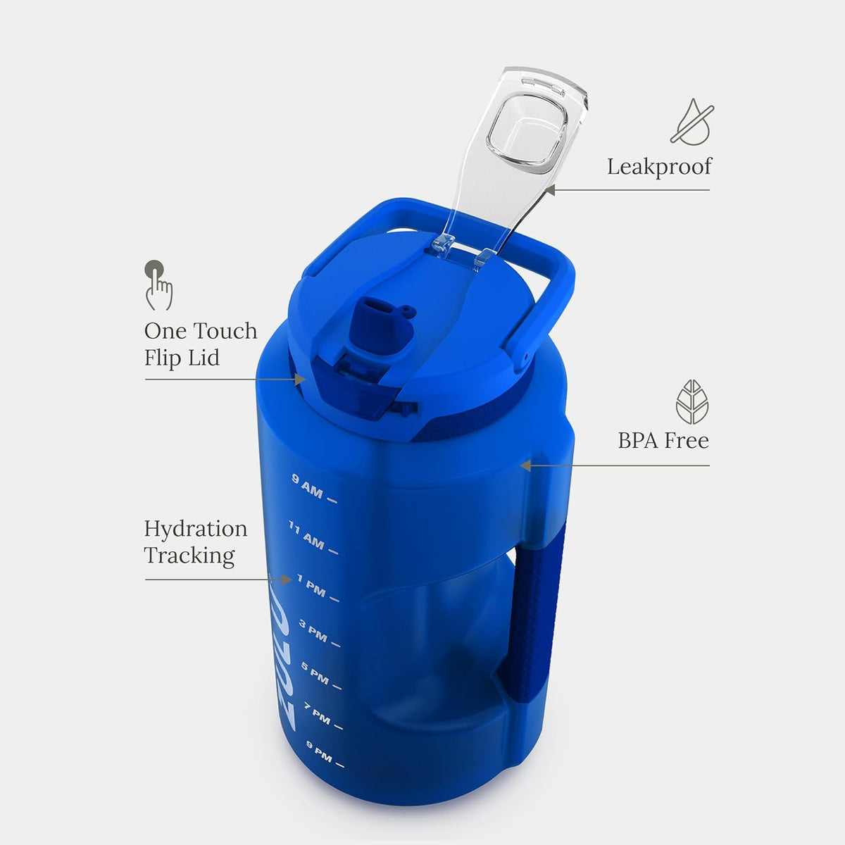 Goals 64oz BPA-Free Plastic Water Bottle with Time Markers, Violet