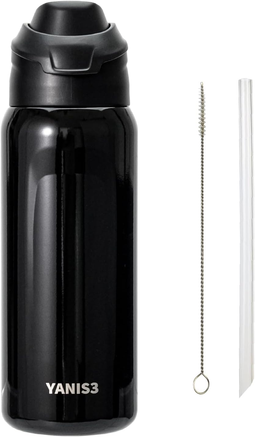 23 oz Vacuum Insulated Thermo Sport Water Bottel,Stainless Steel Double Wall Car Cups,Keeping Hot Cold,Travel Mug with Leakproof Lid,Tumbler for Coffee Tea Bevarage,Used at Gym,Office (Black)