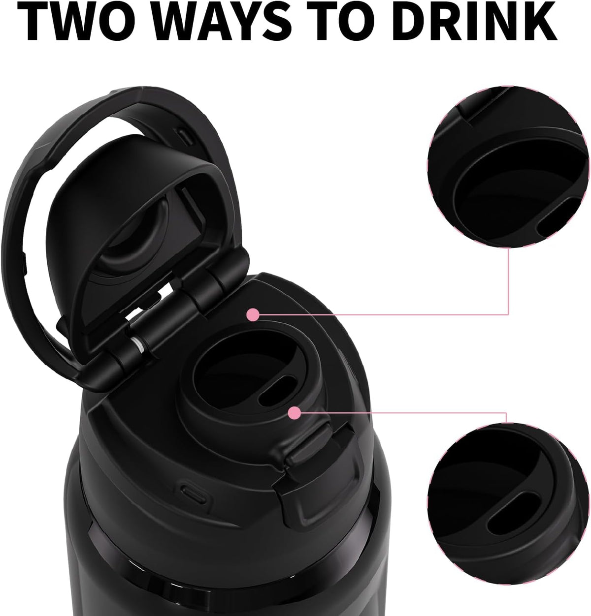 23 oz Vacuum Insulated Thermo Sport Water Bottel,Stainless Steel Double Wall Car Cups,Keeping Hot Cold,Travel Mug with Leakproof Lid,Tumbler for Coffee Tea Bevarage,Used at Gym,Office (Black)