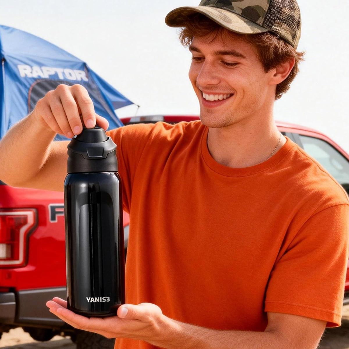 23 oz Vacuum Insulated Thermo Sport Water Bottel,Stainless Steel Double Wall Car Cups,Keeping Hot Cold,Travel Mug with Leakproof Lid,Tumbler for Coffee Tea Bevarage,Used at Gym,Office (Black)