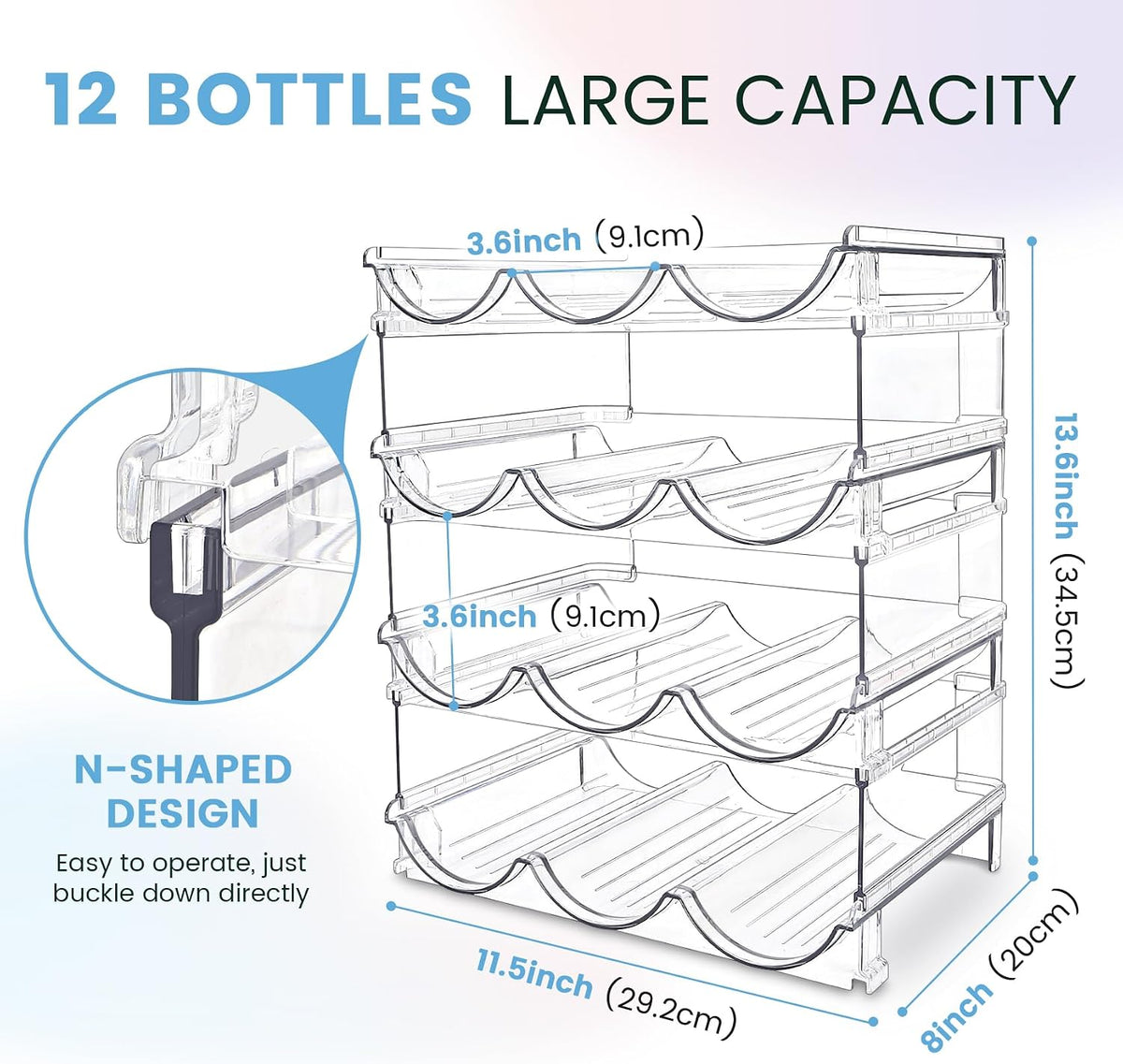 Water Bottle Organizer for Cabinet, Water Bottle Storage Organizer, Water Bottle Storage Rack, Water Bottle Holder for Cabinet, Stackable Water Bottle Storage Rack