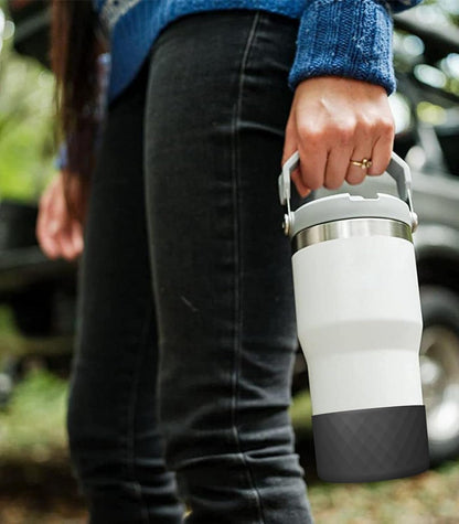 Upgrade 2PCS Protective Silicone Boot Bumper for Stanley Quencher Adventure 40oz 30oz IceFlow 20oz 30oz Tumbler, Water Bottle Bottom Sleeve Cover Accessories for Stanley Mug Cup(Black)