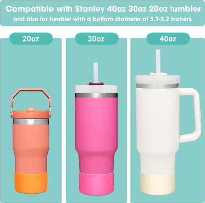 Upgrade 2PCS Protective Silicone Boot Bumper for Stanley Quencher Adventure 40oz 30oz IceFlow 20oz 30oz Tumbler, Water Bottle Bottom Sleeve Cover Accessories for Stanley Mug Cup(Black)