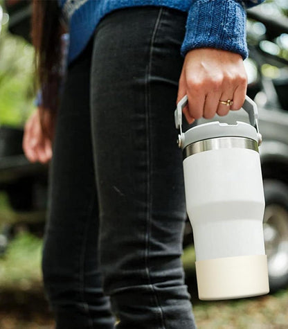 Upgrade 2PCS Protective Silicone Boot Bumper for Stanley Quencher Adventure 40oz 30oz IceFlow 20oz 30oz Tumbler, Water Bottle Bottom Sleeve Cover Accessories for Stanley Mug Cup(Black)