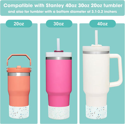Upgrade 2PCS Protective Silicone Boot Bumper for Stanley Quencher Adventure 40oz 30oz IceFlow 20oz 30oz Tumbler, Water Bottle Bottom Sleeve Cover Accessories for Stanley Mug Cup(Black)