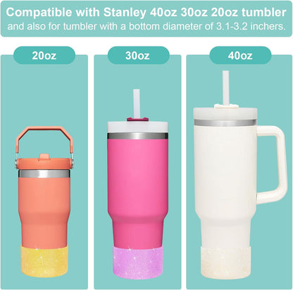 Upgrade 2PCS Protective Silicone Boot Bumper for Stanley Quencher Adventure 40oz 30oz IceFlow 20oz 30oz Tumbler, Water Bottle Bottom Sleeve Cover Accessories for Stanley Mug Cup(Black)