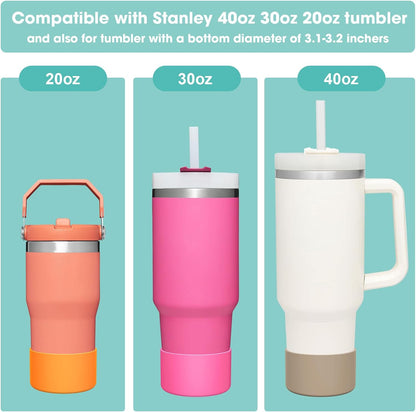 Upgrade 2PCS Protective Silicone Boot Bumper for Stanley Quencher Adventure 40oz 30oz IceFlow 20oz 30oz Tumbler, Water Bottle Bottom Sleeve Cover Accessories for Stanley Mug Cup(Black)