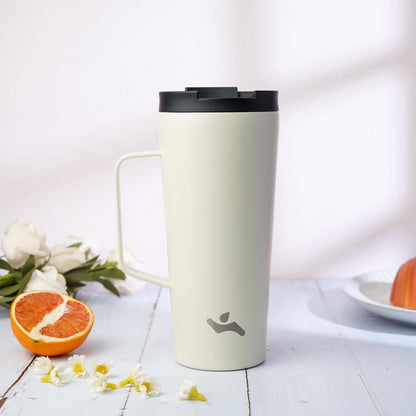 18 oz Insulated Tumbler with Handle & Straw, Stainless Steel Mug | Blue; BPA-free, leak-proof reusable bottle for coffee, iced drinks, office, travel, outdoor use & daily hydration