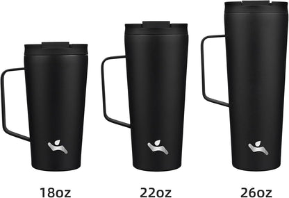 18 oz Insulated Tumbler with Handle & Straw, Stainless Steel Mug | Blue; BPA-free, leak-proof reusable bottle for coffee, iced drinks, office, travel, outdoor use & daily hydration