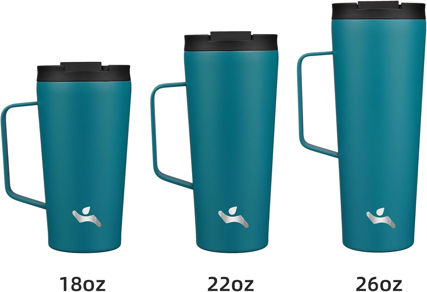 18 oz Insulated Tumbler with Handle & Straw, Stainless Steel Mug | Blue; BPA-free, leak-proof reusable bottle for coffee, iced drinks, office, travel, outdoor use & daily hydration