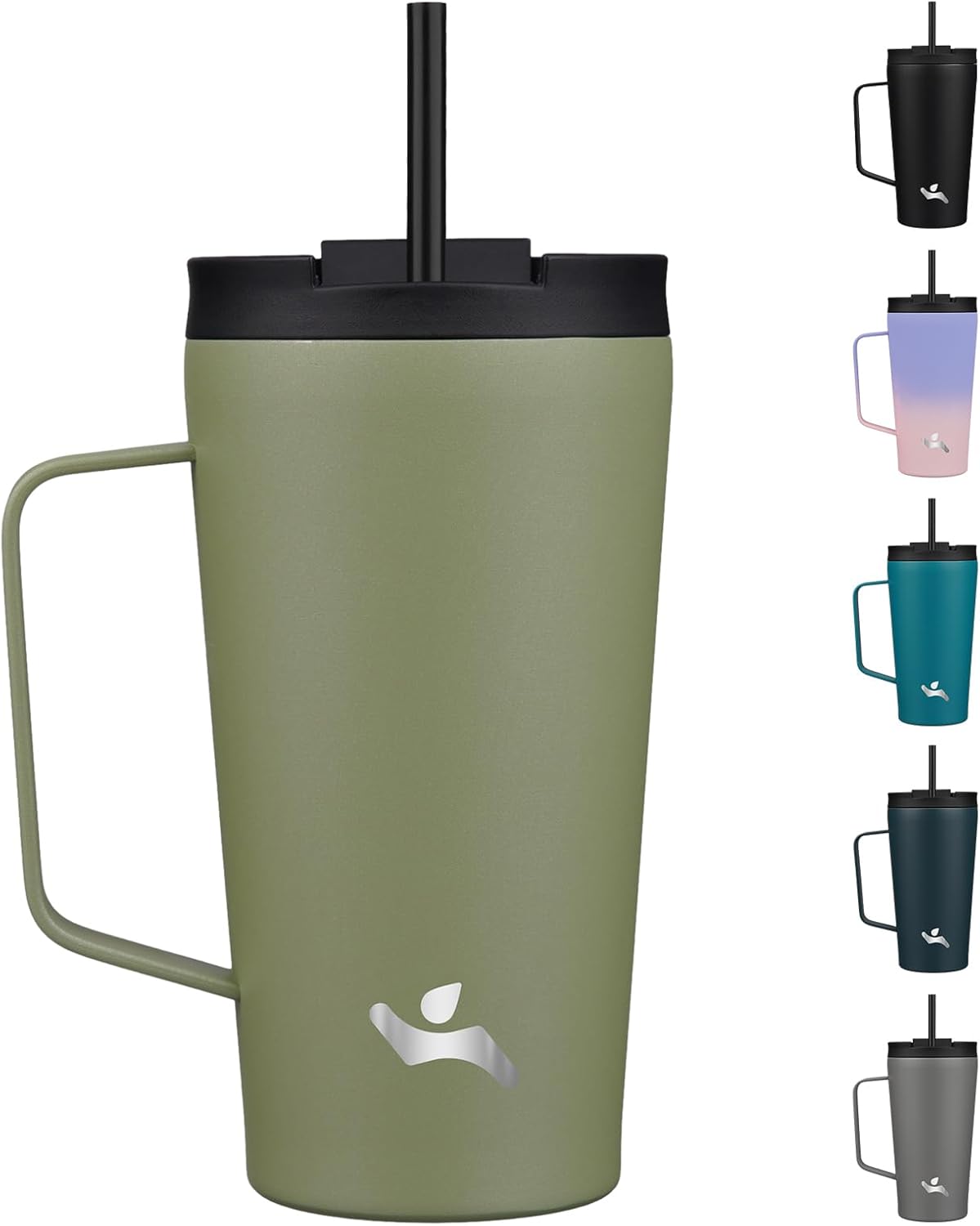 18 oz Insulated Tumbler with Handle & Straw, Stainless Steel Mug | Blue; BPA-free, leak-proof reusable bottle for coffee, iced drinks, office, travel, outdoor use & daily hydration