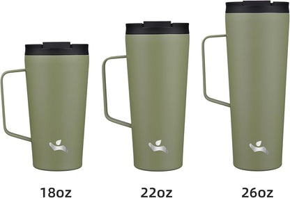 18 oz Insulated Tumbler with Handle & Straw, Stainless Steel Mug | Blue; BPA-free, leak-proof reusable bottle for coffee, iced drinks, office, travel, outdoor use & daily hydration