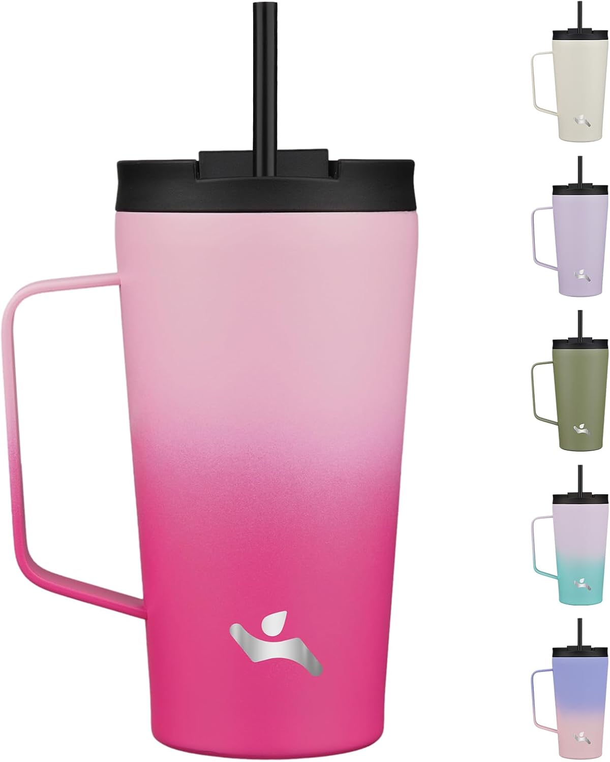 18 oz Insulated Tumbler with Handle & Straw, Stainless Steel Mug | Blue; BPA-free, leak-proof reusable bottle for coffee, iced drinks, office, travel, outdoor use & daily hydration