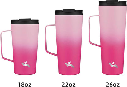 18 oz Insulated Tumbler with Handle & Straw, Stainless Steel Mug | Blue; BPA-free, leak-proof reusable bottle for coffee, iced drinks, office, travel, outdoor use & daily hydration