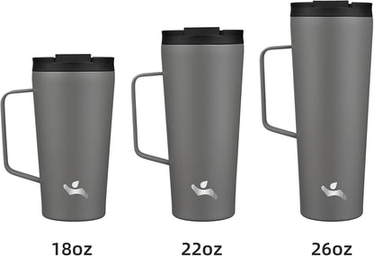 18 oz Insulated Tumbler with Handle & Straw, Stainless Steel Mug | Blue; BPA-free, leak-proof reusable bottle for coffee, iced drinks, office, travel, outdoor use & daily hydration