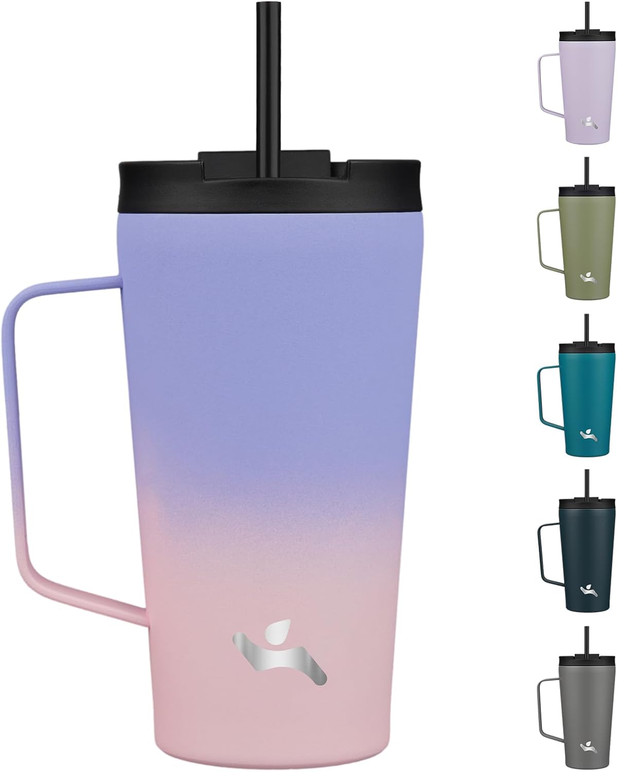 18 oz Insulated Tumbler with Handle & Straw, Stainless Steel Mug | Blue; BPA-free, leak-proof reusable bottle for coffee, iced drinks, office, travel, outdoor use & daily hydration