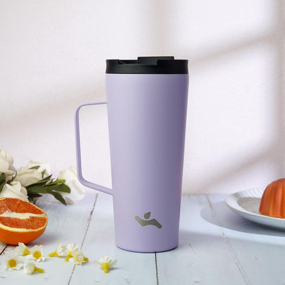 18 oz Insulated Tumbler with Handle & Straw, Stainless Steel Mug | Blue; BPA-free, leak-proof reusable bottle for coffee, iced drinks, office, travel, outdoor use & daily hydration