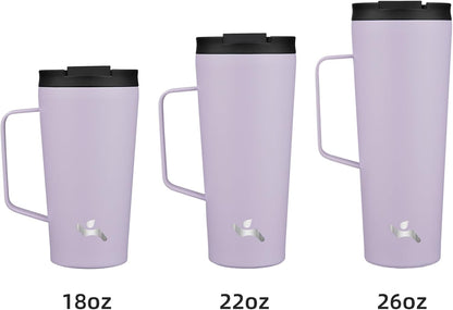 18 oz Insulated Tumbler with Handle & Straw, Stainless Steel Mug | Blue; BPA-free, leak-proof reusable bottle for coffee, iced drinks, office, travel, outdoor use & daily hydration