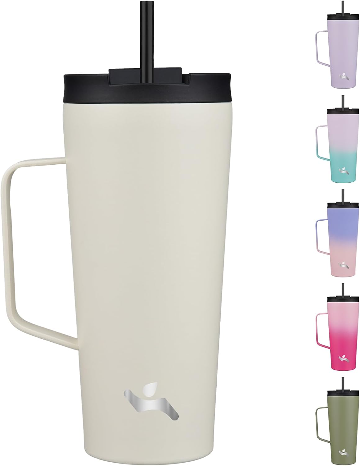 18 oz Insulated Tumbler with Handle & Straw, Stainless Steel Mug | Blue; BPA-free, leak-proof reusable bottle for coffee, iced drinks, office, travel, outdoor use & daily hydration