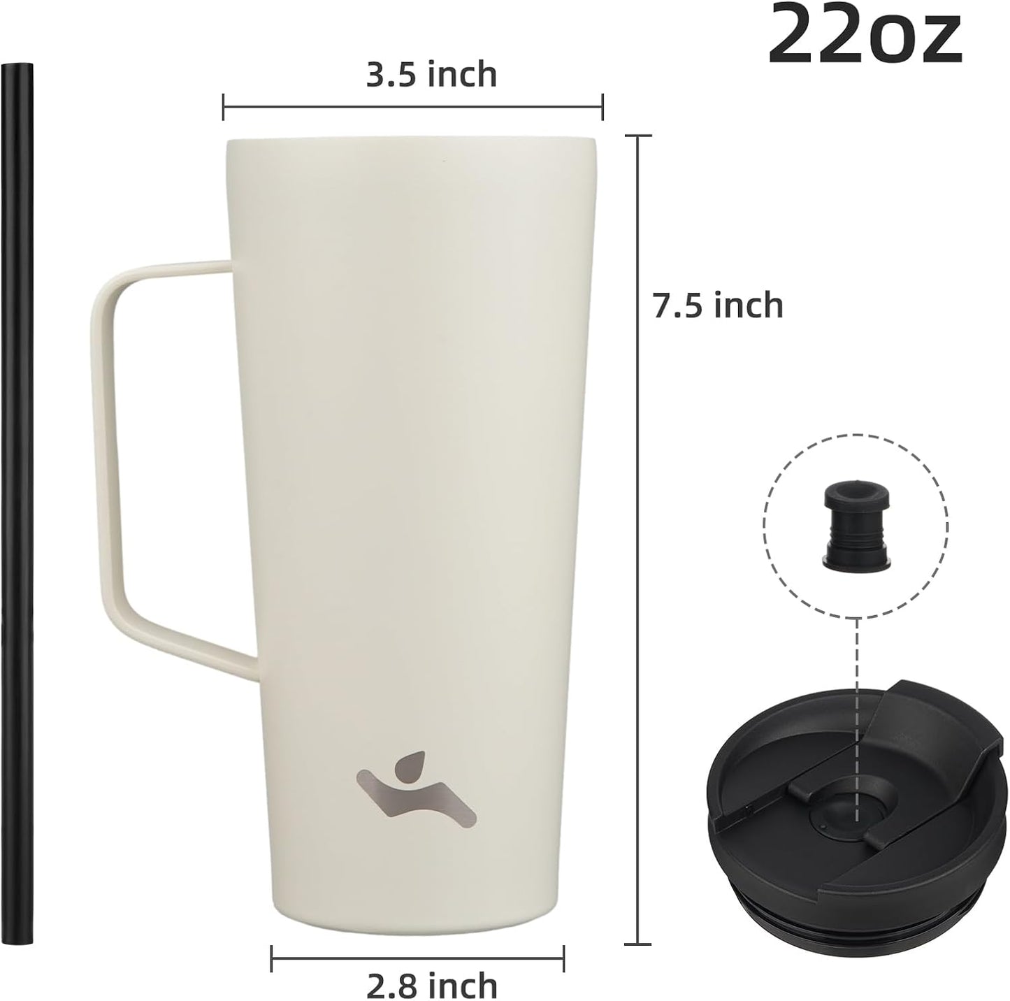 18 oz Insulated Tumbler with Handle & Straw, Stainless Steel Mug | Blue; BPA-free, leak-proof reusable bottle for coffee, iced drinks, office, travel, outdoor use & daily hydration