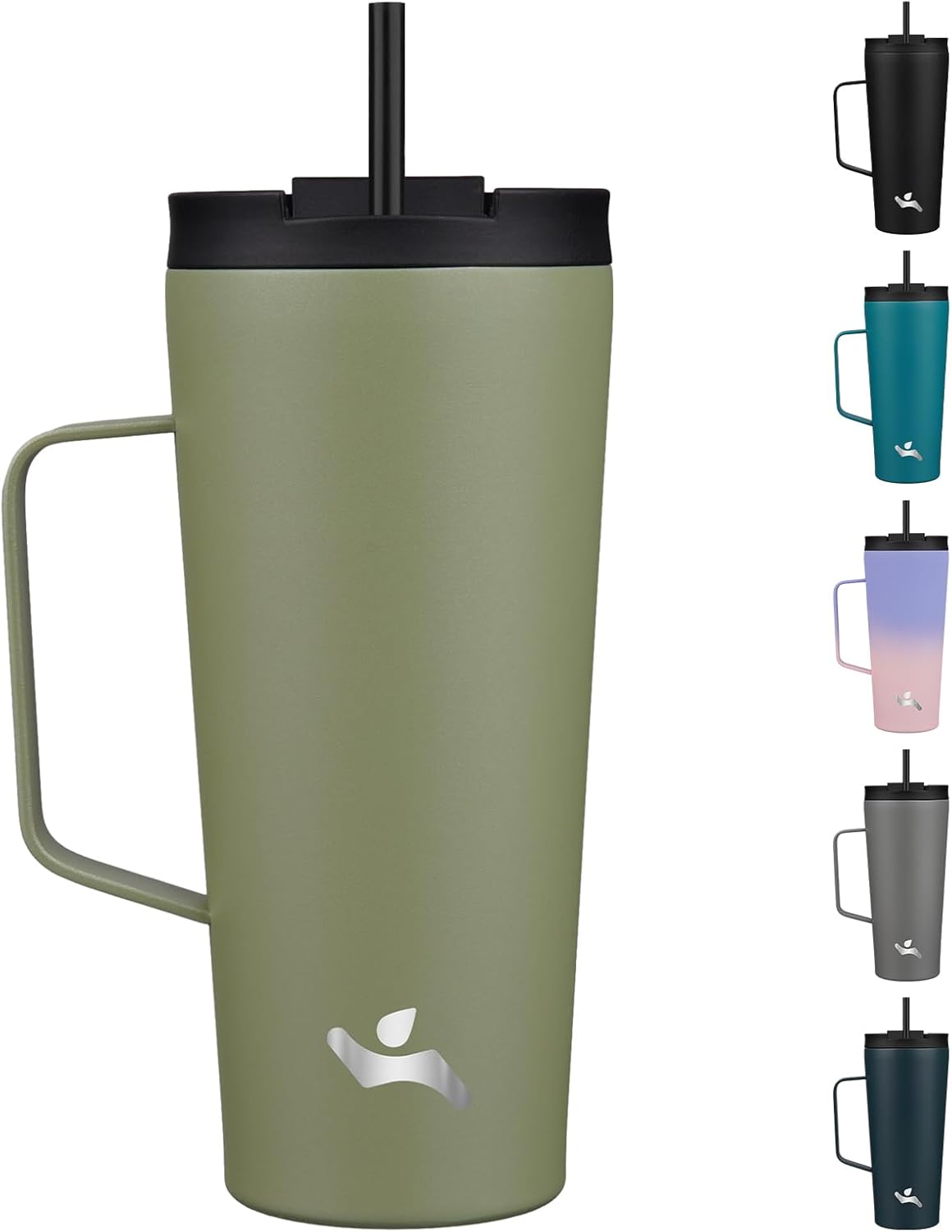 18 oz Insulated Tumbler with Handle & Straw, Stainless Steel Mug | Blue; BPA-free, leak-proof reusable bottle for coffee, iced drinks, office, travel, outdoor use & daily hydration