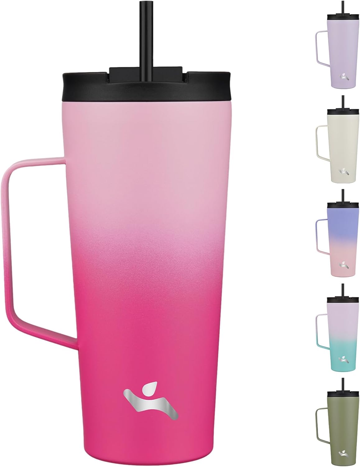 18 oz Insulated Tumbler with Handle & Straw, Stainless Steel Mug | Blue; BPA-free, leak-proof reusable bottle for coffee, iced drinks, office, travel, outdoor use & daily hydration