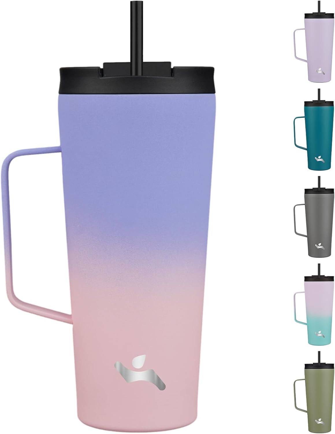 18 oz Insulated Tumbler with Handle & Straw, Stainless Steel Mug | Blue; BPA-free, leak-proof reusable bottle for coffee, iced drinks, office, travel, outdoor use & daily hydration