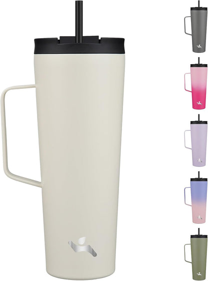 18 oz Insulated Tumbler with Handle & Straw, Stainless Steel Mug | Blue; BPA-free, leak-proof reusable bottle for coffee, iced drinks, office, travel, outdoor use & daily hydration