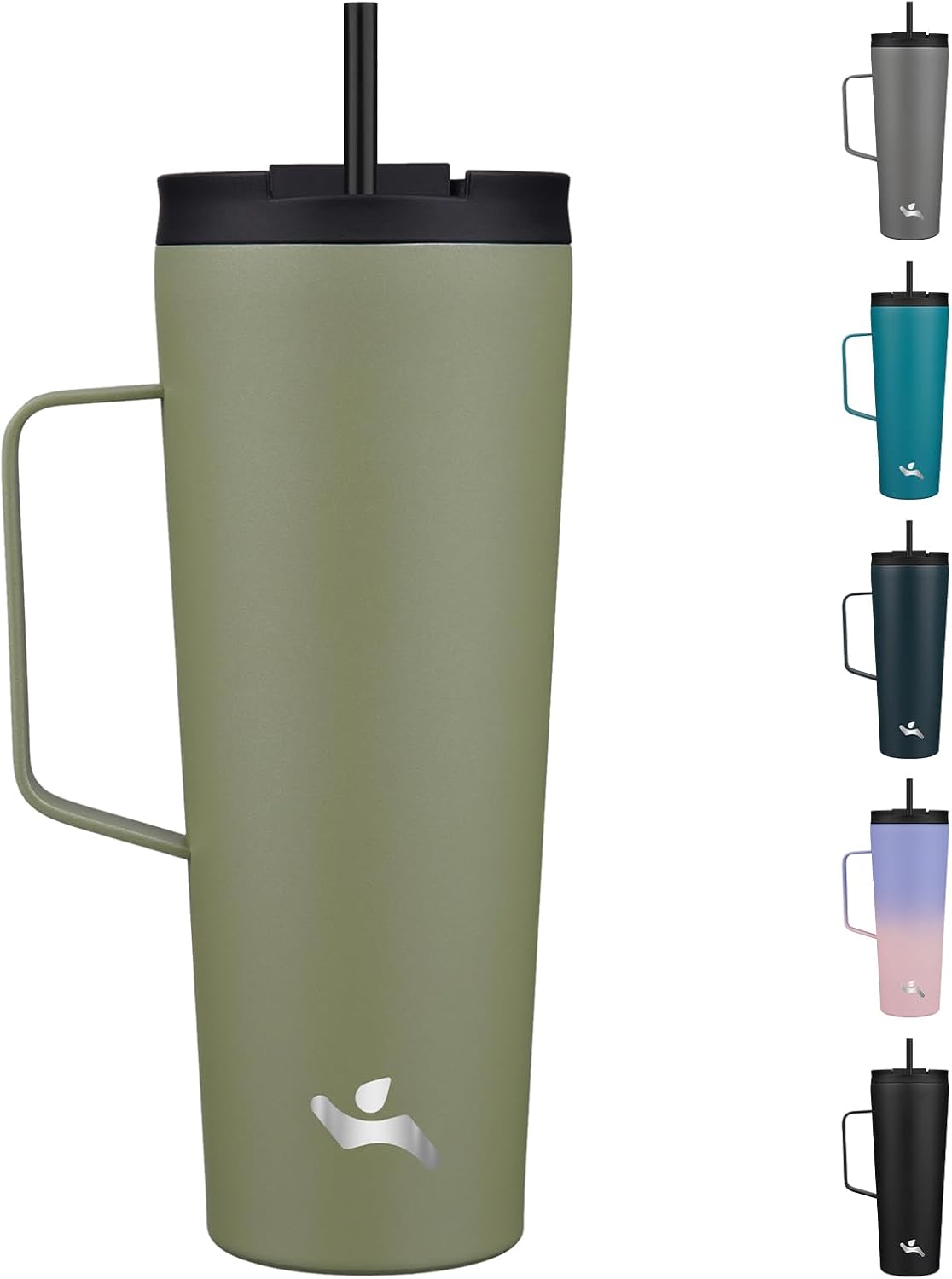 18 oz Insulated Tumbler with Handle & Straw, Stainless Steel Mug | Blue; BPA-free, leak-proof reusable bottle for coffee, iced drinks, office, travel, outdoor use & daily hydration