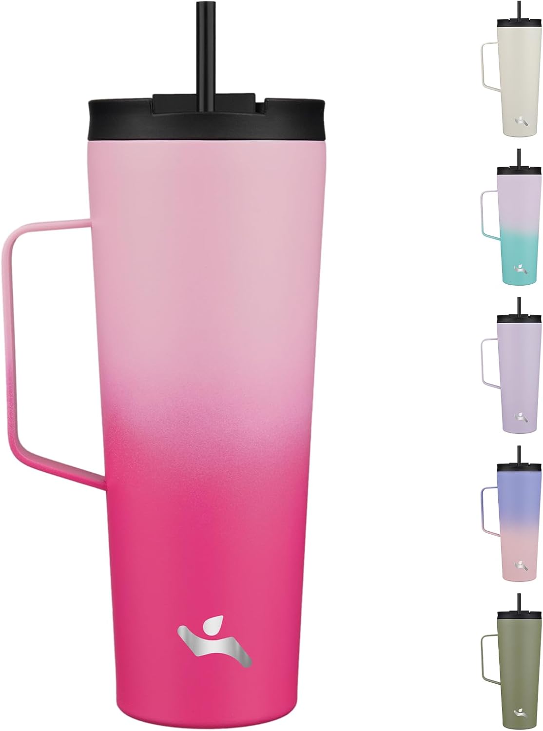 18 oz Insulated Tumbler with Handle & Straw, Stainless Steel Mug | Blue; BPA-free, leak-proof reusable bottle for coffee, iced drinks, office, travel, outdoor use & daily hydration