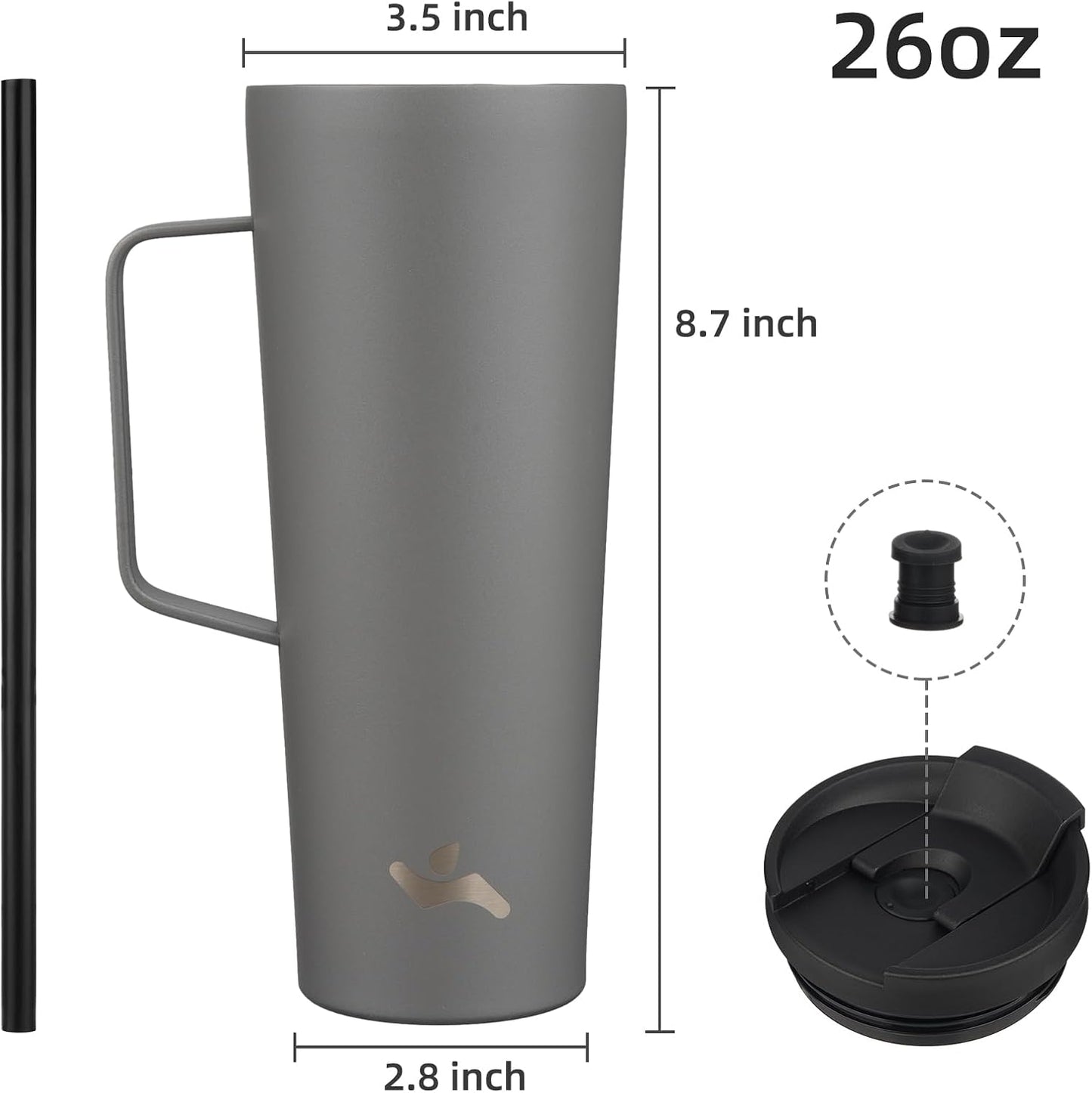 18 oz Insulated Tumbler with Handle & Straw, Stainless Steel Mug | Blue; BPA-free, leak-proof reusable bottle for coffee, iced drinks, office, travel, outdoor use & daily hydration