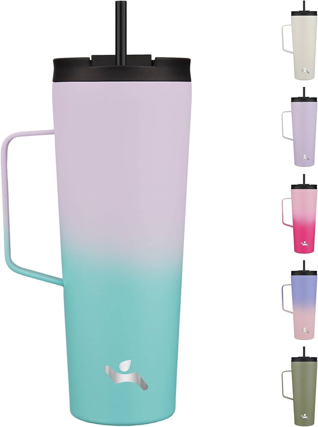 18 oz Insulated Tumbler with Handle & Straw, Stainless Steel Mug | Blue; BPA-free, leak-proof reusable bottle for coffee, iced drinks, office, travel, outdoor use & daily hydration