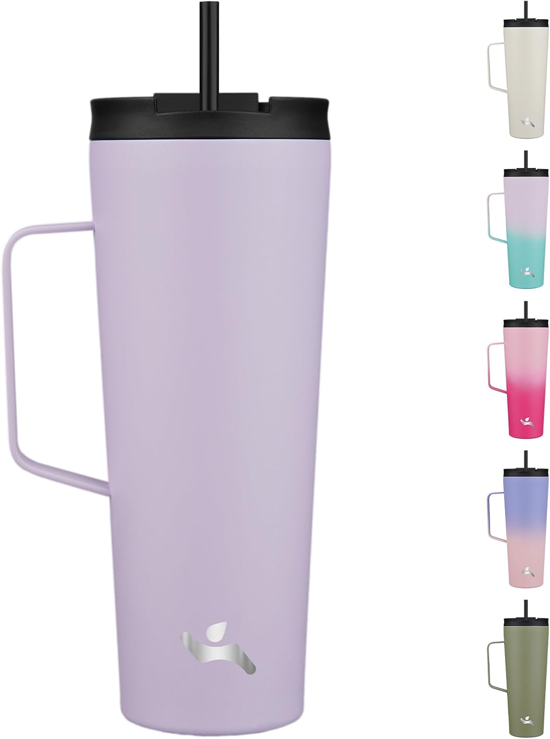 18 oz Insulated Tumbler with Handle & Straw, Stainless Steel Mug | Blue; BPA-free, leak-proof reusable bottle for coffee, iced drinks, office, travel, outdoor use & daily hydration