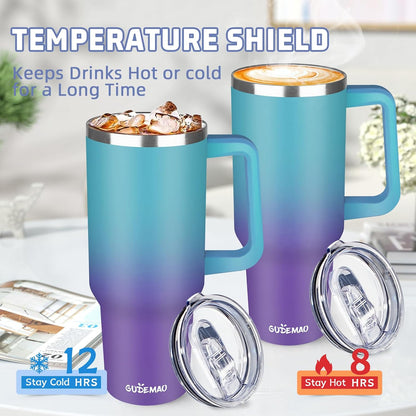 20 oz Insulated Coffee Mug with Ceramic Coating, Stainless Steel Travel Mug Tumbler with Handle Lid and Straw, Double Wall Leak-Proof Coffee Travel Mug Keeps Drink Hot and Cold (Black)