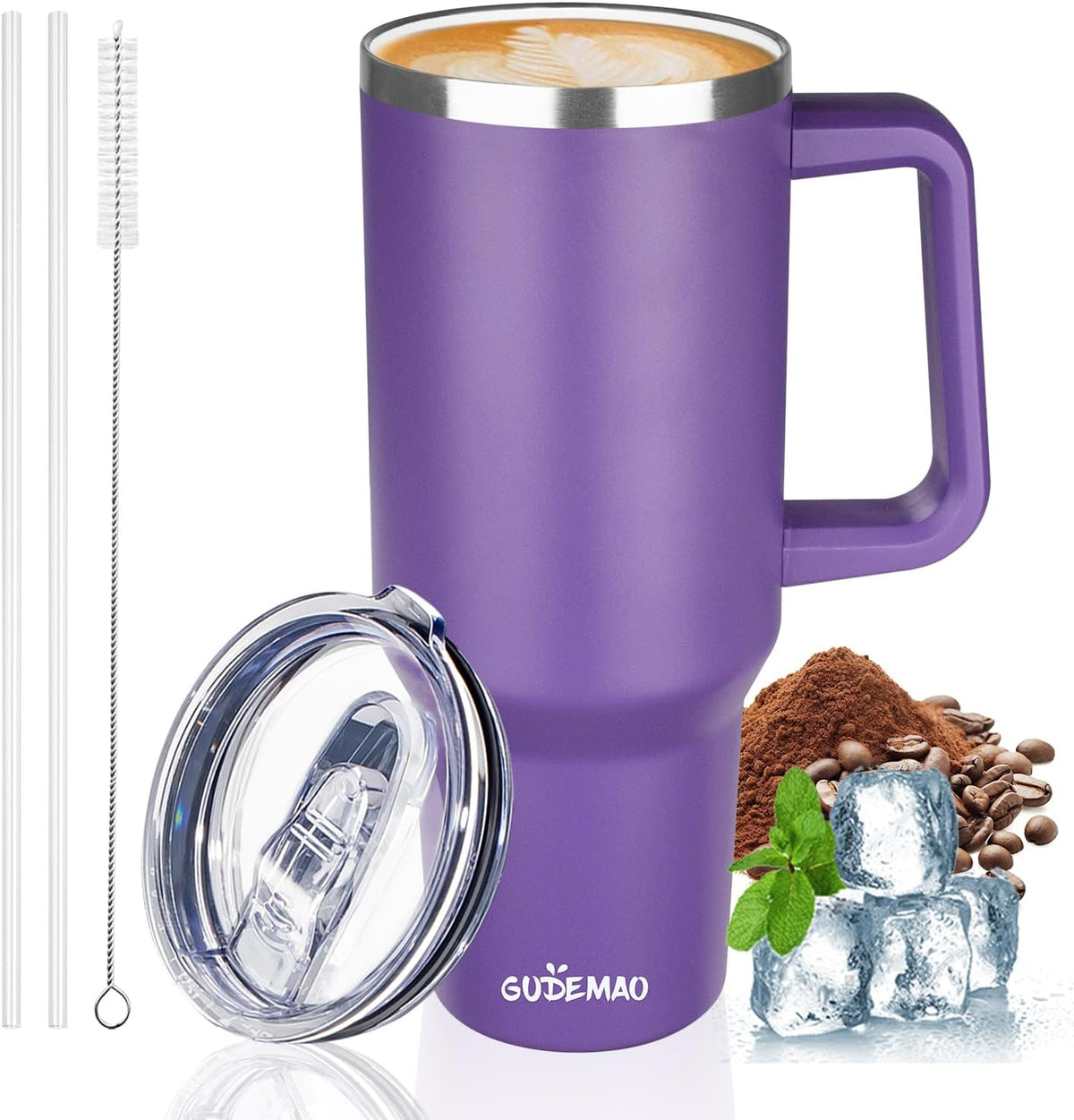 20 oz Insulated Coffee Mug with Ceramic Coating, Stainless Steel Travel Mug Tumbler with Handle Lid and Straw, Double Wall Leak-Proof Coffee Travel Mug Keeps Drink Hot and Cold (Black)
