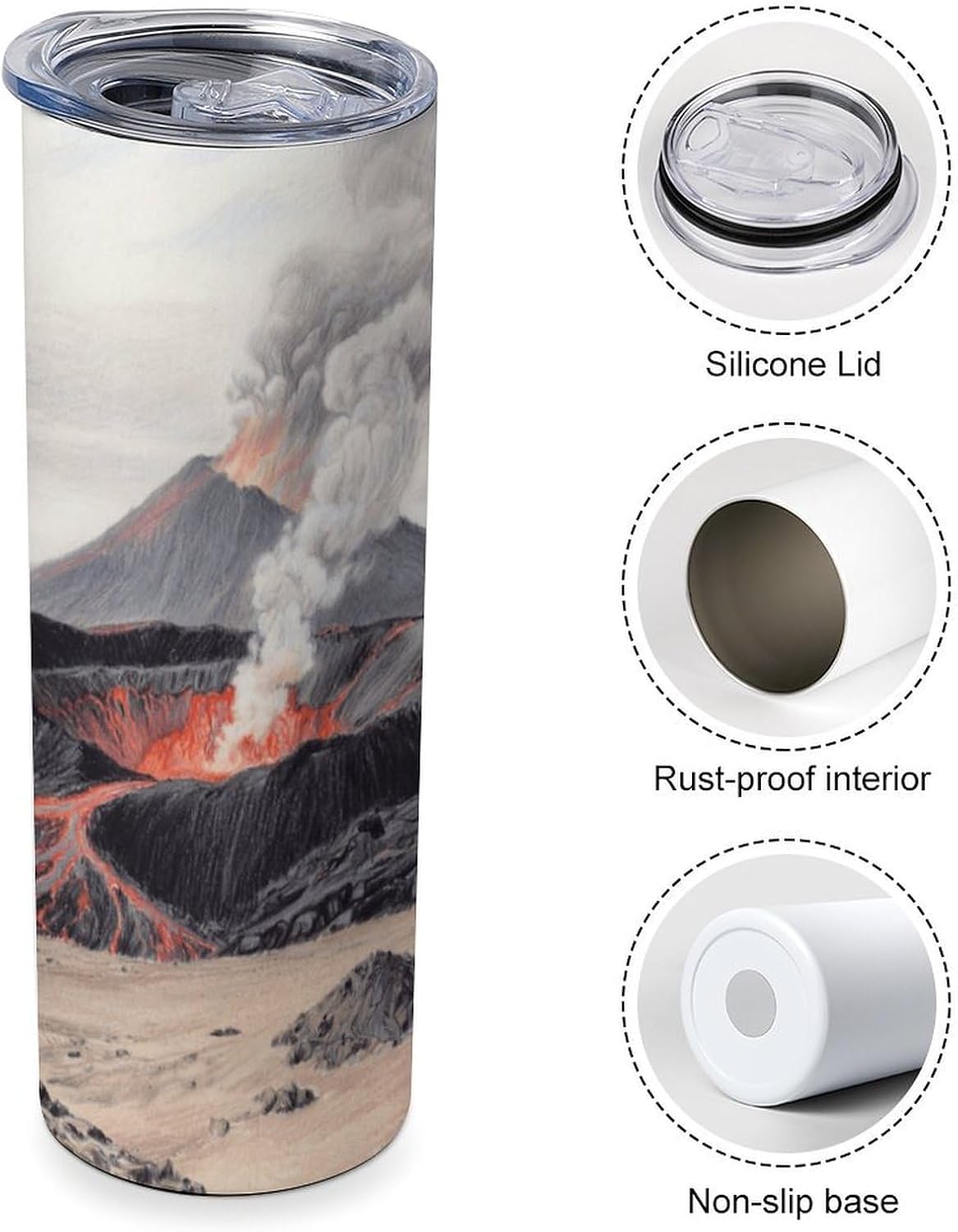 Crater Car Cup 20 Oz, Travel Coffee Tumbler - Leakproof Insulated,Reusable Water Bottle with Lid And Straw