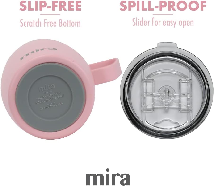 18 oz Insulated Coffee Mug - Stainless Steel Travel Cup with Easy-Grip Handle - Car Cup Holder Compatible - Taffy Pink