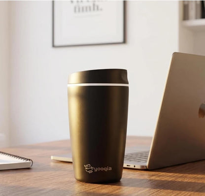 Insulated Travel Coffee Tumbler, Stainless Steel, Leak Proof, BPA Free, 12 oz (black)