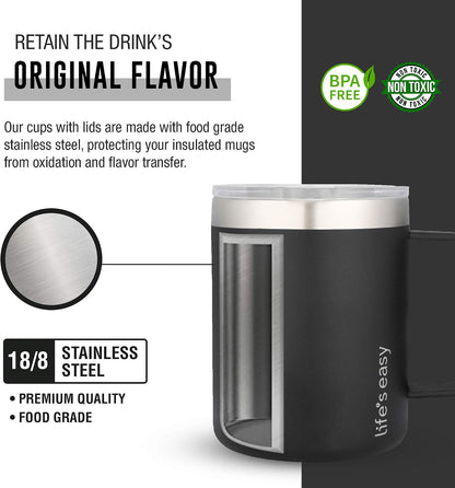 20oz Stainless Steel Mug w/Handle - Double Wall Insulated Travel Tumbler w/Flip Lid - Leak Proof Tumbler-Thermal Cup for Coffee, Tea & More - Keep Hot & Cold Drinks (Mint Green, 20 oz)