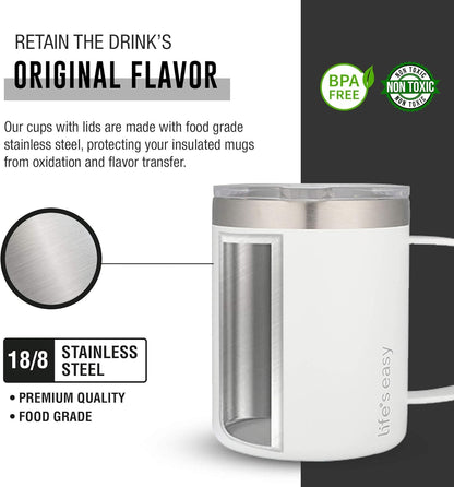 20oz Stainless Steel Mug w/Handle - Double Wall Insulated Travel Tumbler w/Flip Lid - Leak Proof Tumbler-Thermal Cup for Coffee, Tea & More - Keep Hot & Cold Drinks (Mint Green, 20 oz)