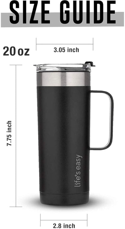 20oz Stainless Steel Mug w/Handle - Double Wall Insulated Travel Tumbler w/Flip Lid - Leak Proof Tumbler-Thermal Cup for Coffee, Tea & More - Keep Hot & Cold Drinks (Mint Green, 20 oz)