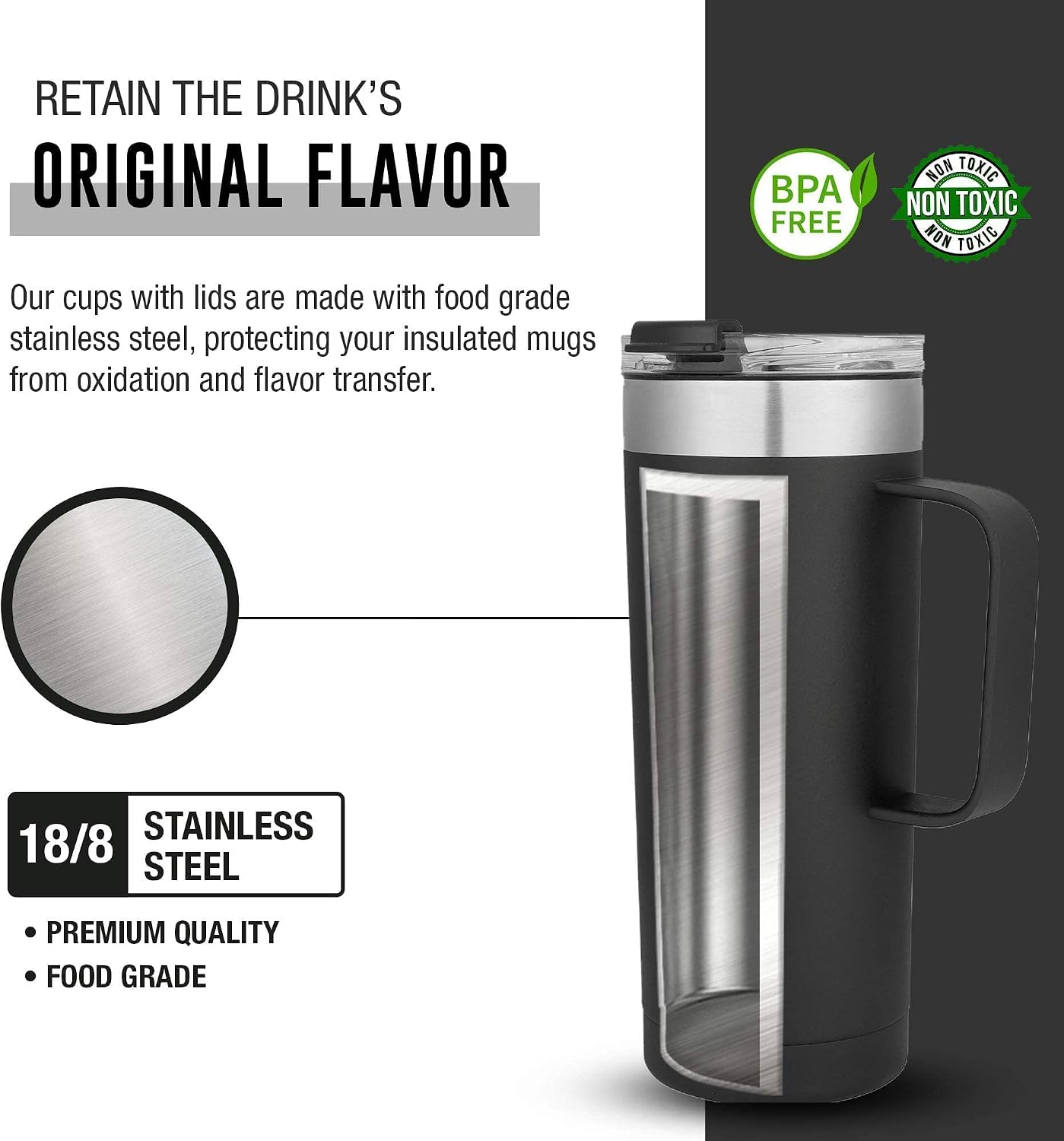 20oz Stainless Steel Mug w/Handle - Double Wall Insulated Travel Tumbler w/Flip Lid - Leak Proof Tumbler-Thermal Cup for Coffee, Tea & More - Keep Hot & Cold Drinks (Mint Green, 20 oz)