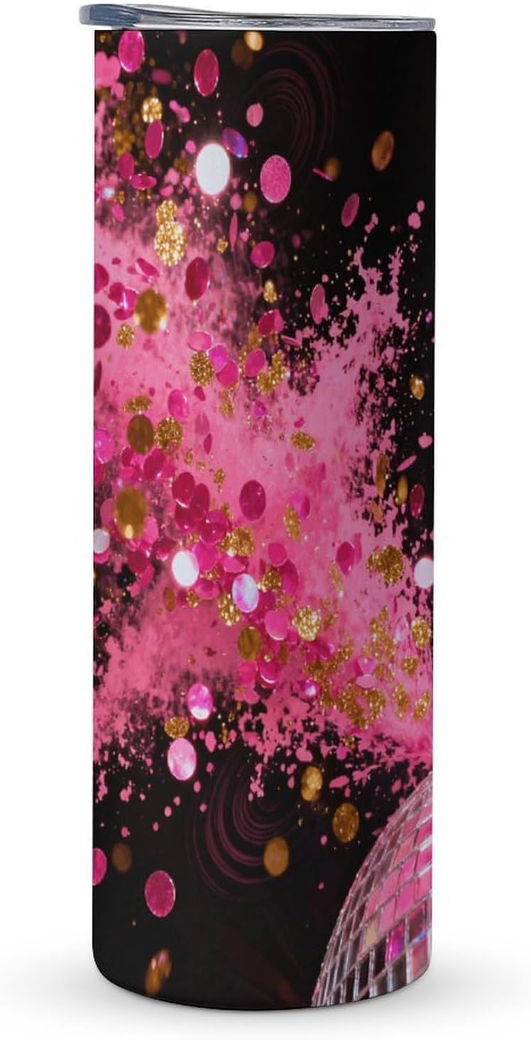 Neon Pink Splatter Car Cup Stainless Steel Tea Cup Insulated Leakproof Water Cup Premiumly Car Tumbler For Driving Commuting Travel Office Home Daily Used Cup