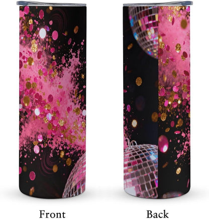 Neon Pink Splatter Car Cup Stainless Steel Tea Cup Insulated Leakproof Water Cup Premiumly Car Tumbler For Driving Commuting Travel Office Home Daily Used Cup
