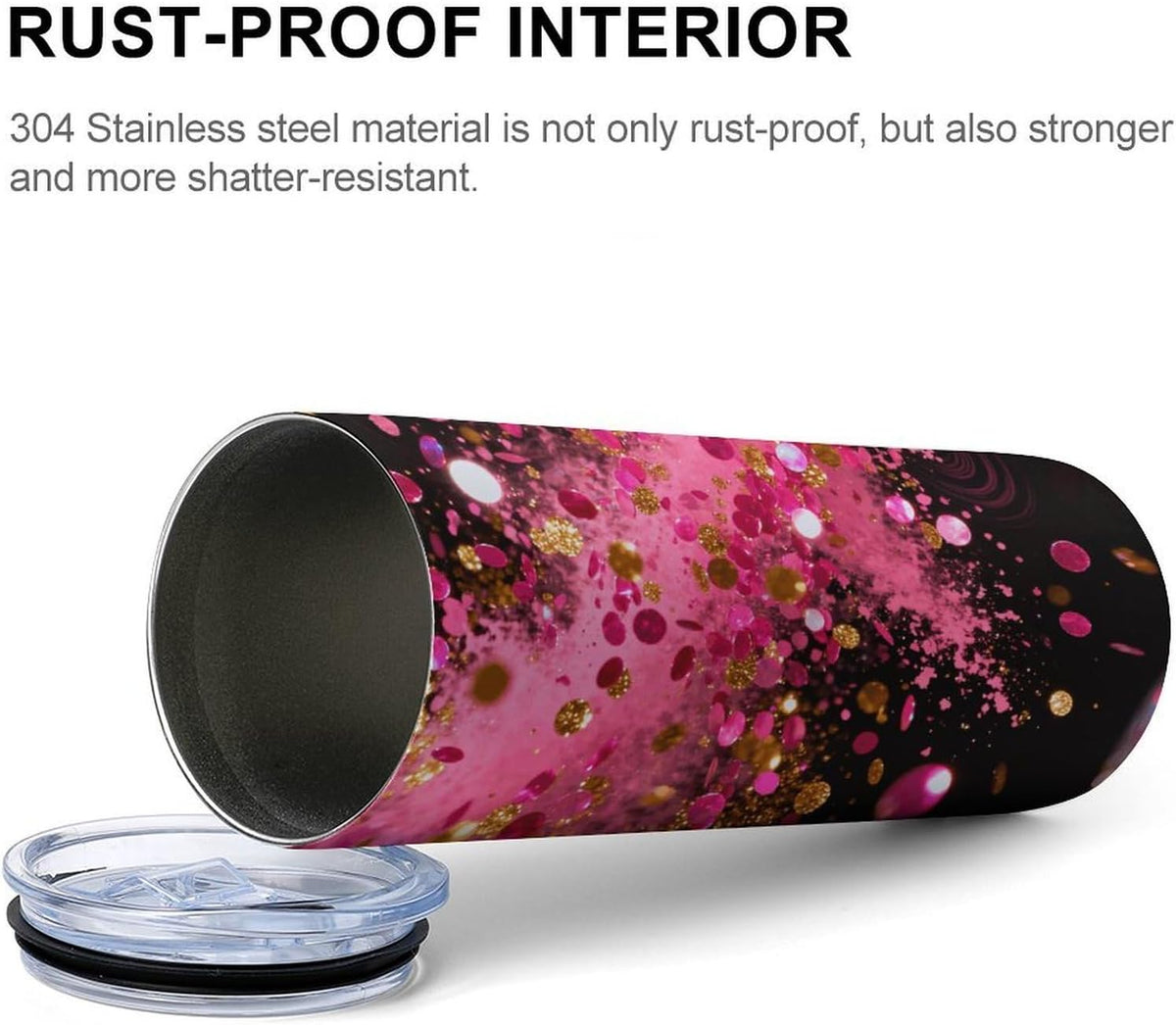 Neon Pink Splatter Car Cup Stainless Steel Tea Cup Insulated Leakproof Water Cup Premiumly Car Tumbler For Driving Commuting Travel Office Home Daily Used Cup