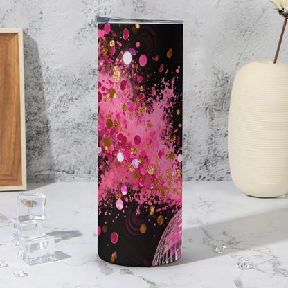 Neon Pink Splatter Car Cup Stainless Steel Tea Cup Insulated Leakproof Water Cup Premiumly Car Tumbler For Driving Commuting Travel Office Home Daily Used Cup