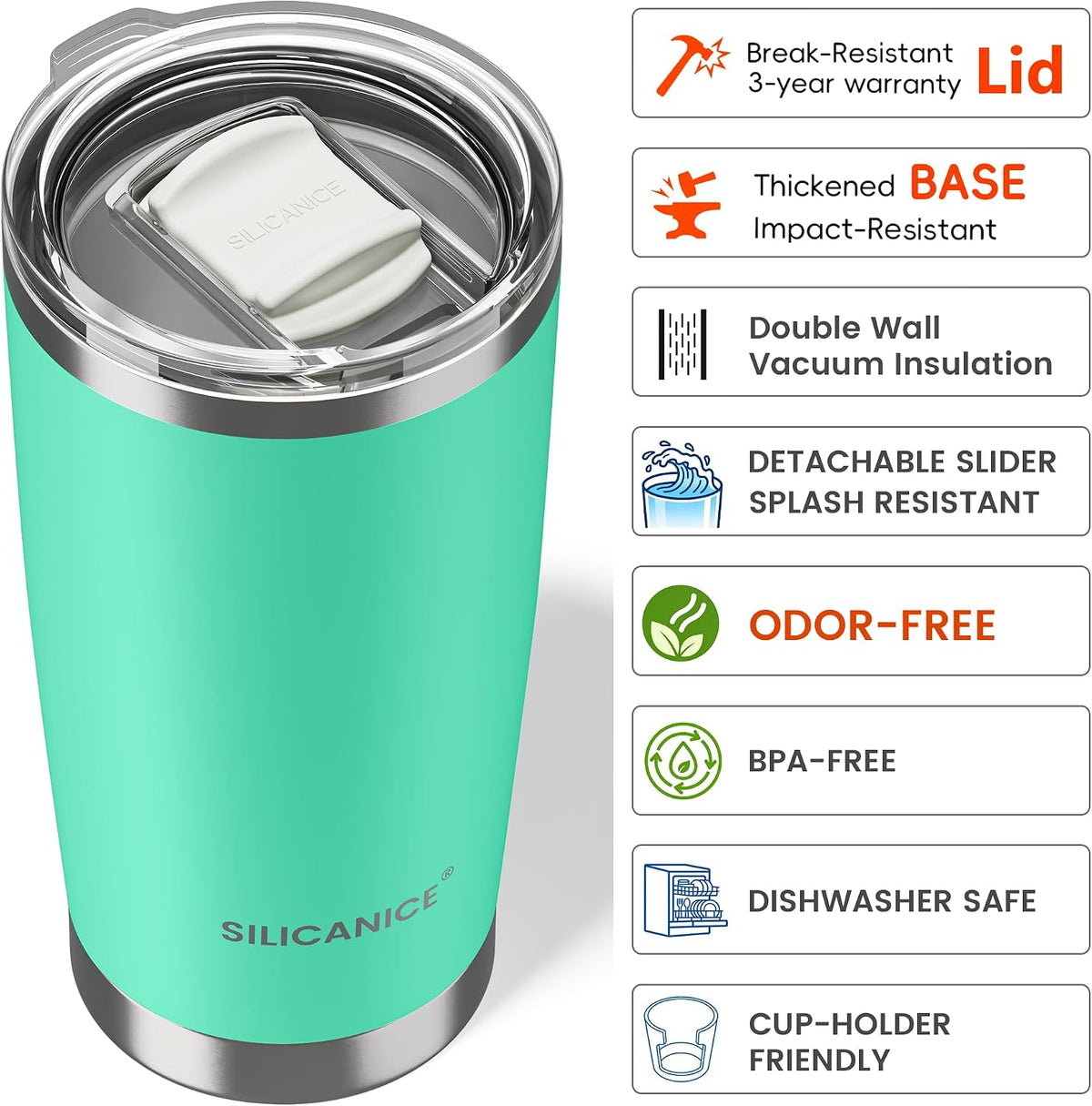 20oz Hygienic Insulated Tumbler — 100% Leakproof Lid with Removable Spout & Straw, Reinforced Vacuum-Protection Base, Cup Holder Friendly, for Iced Coffee, Smoothie/Water on the Go - Pink Sand