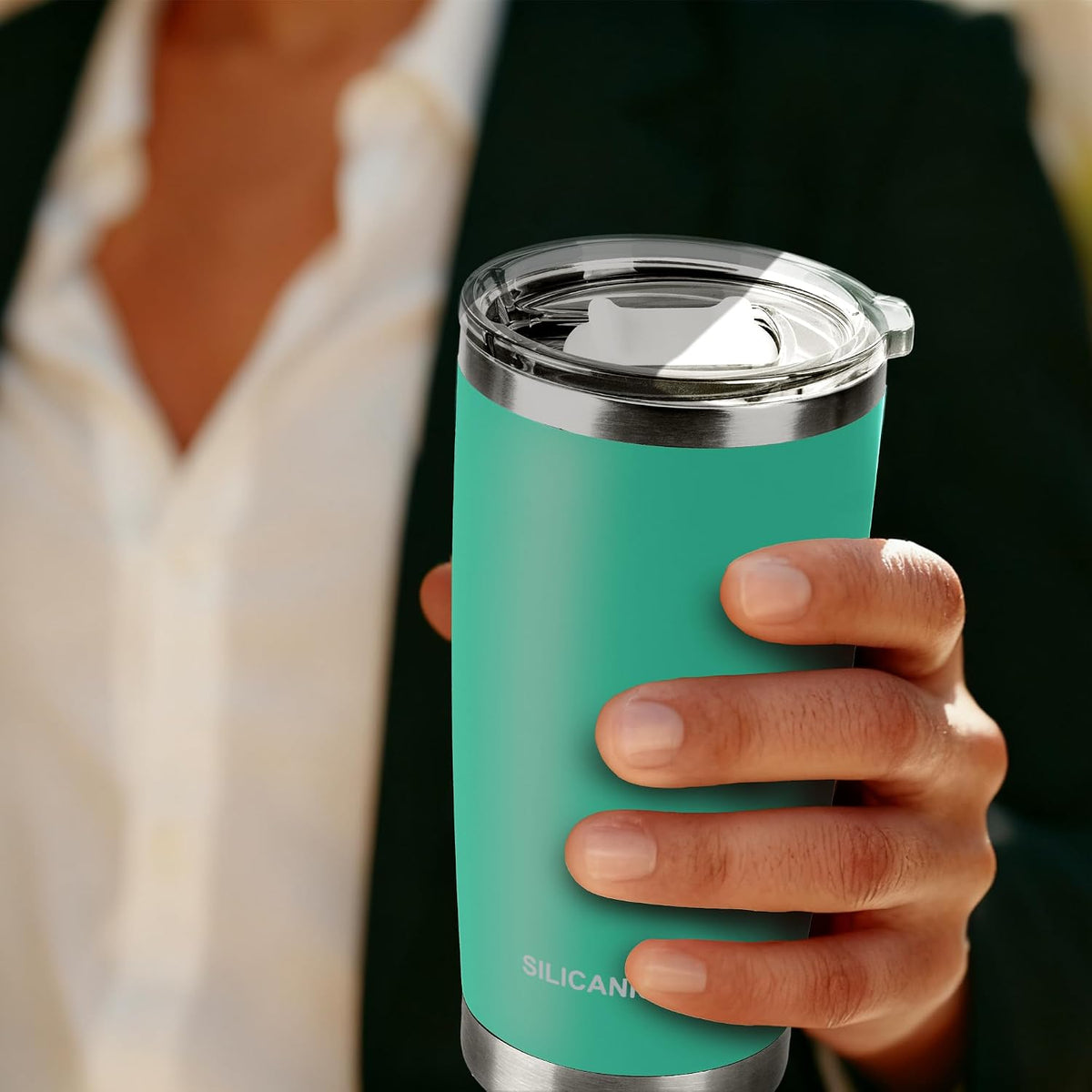 20oz Hygienic Insulated Tumbler — 100% Leakproof Lid with Removable Spout & Straw, Reinforced Vacuum-Protection Base, Cup Holder Friendly, for Iced Coffee, Smoothie/Water on the Go - Pink Sand