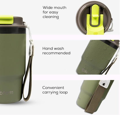 16oz Travel Tumbler - Double Wall Vacuum Insulated Tumbler with Lid & Straw - Leakproof Stainless Steel Tumbler Cup for Water, Iced Tea or Coffee, Smoothie, Cold & Hot Drinks, Sports, Work, Car & Gym